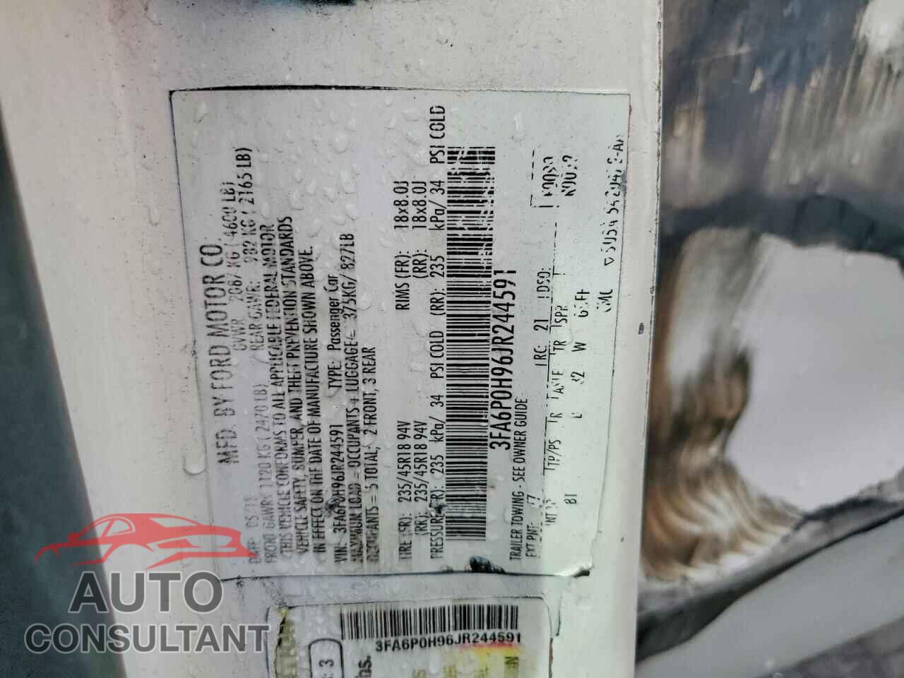 FORD FUSION 2018 - 3FA6P0H96JR244591