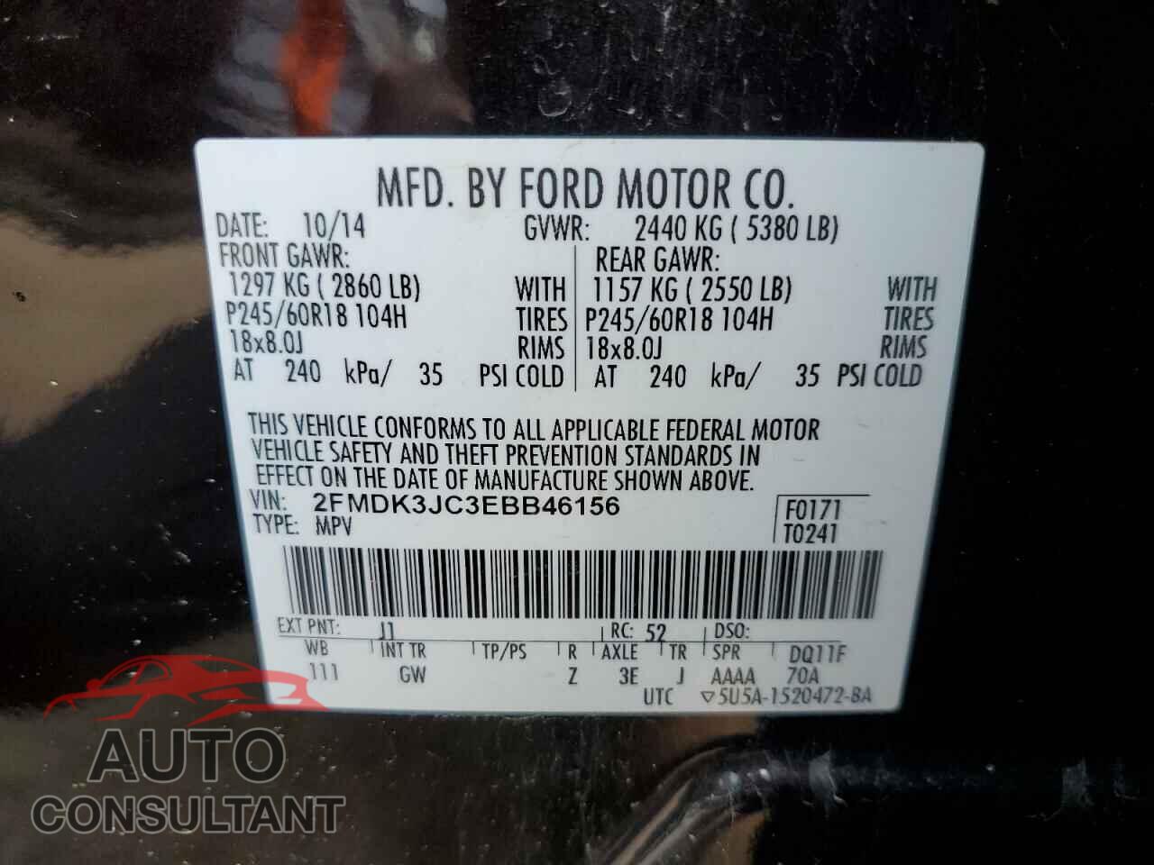 FORD EDGE 2014 - 2FMDK3JC3EBB46156