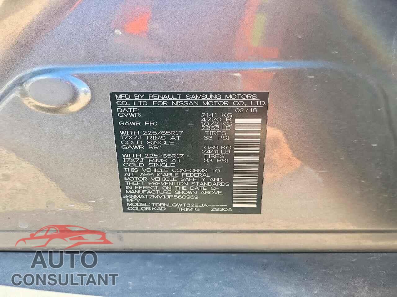 NISSAN ROGUE 2018 - KNMAT2MV1JP560969