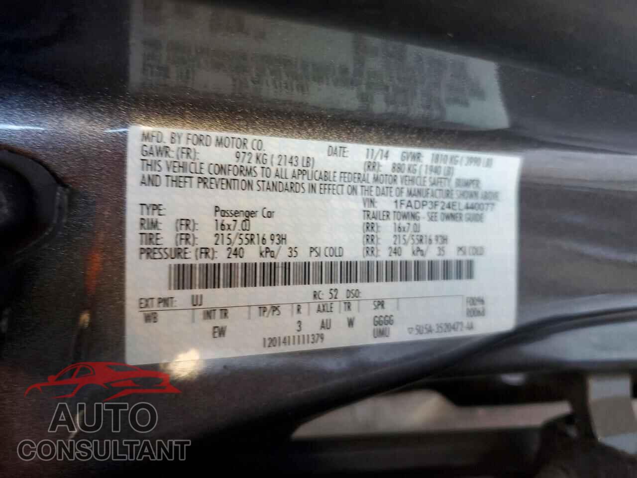 FORD FOCUS 2014 - 1FADP3F24EL440077