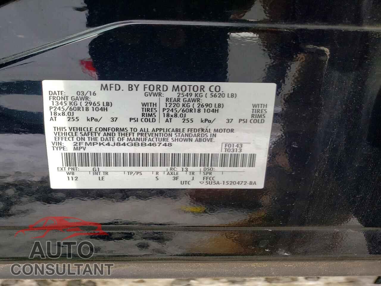FORD EDGE 2016 - 2FMPK4J84GBB46748