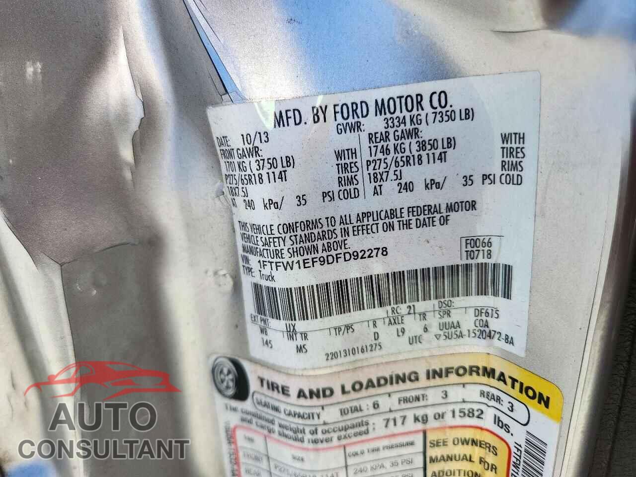 FORD F150 2013 - 1FTFW1EF9DFD92278