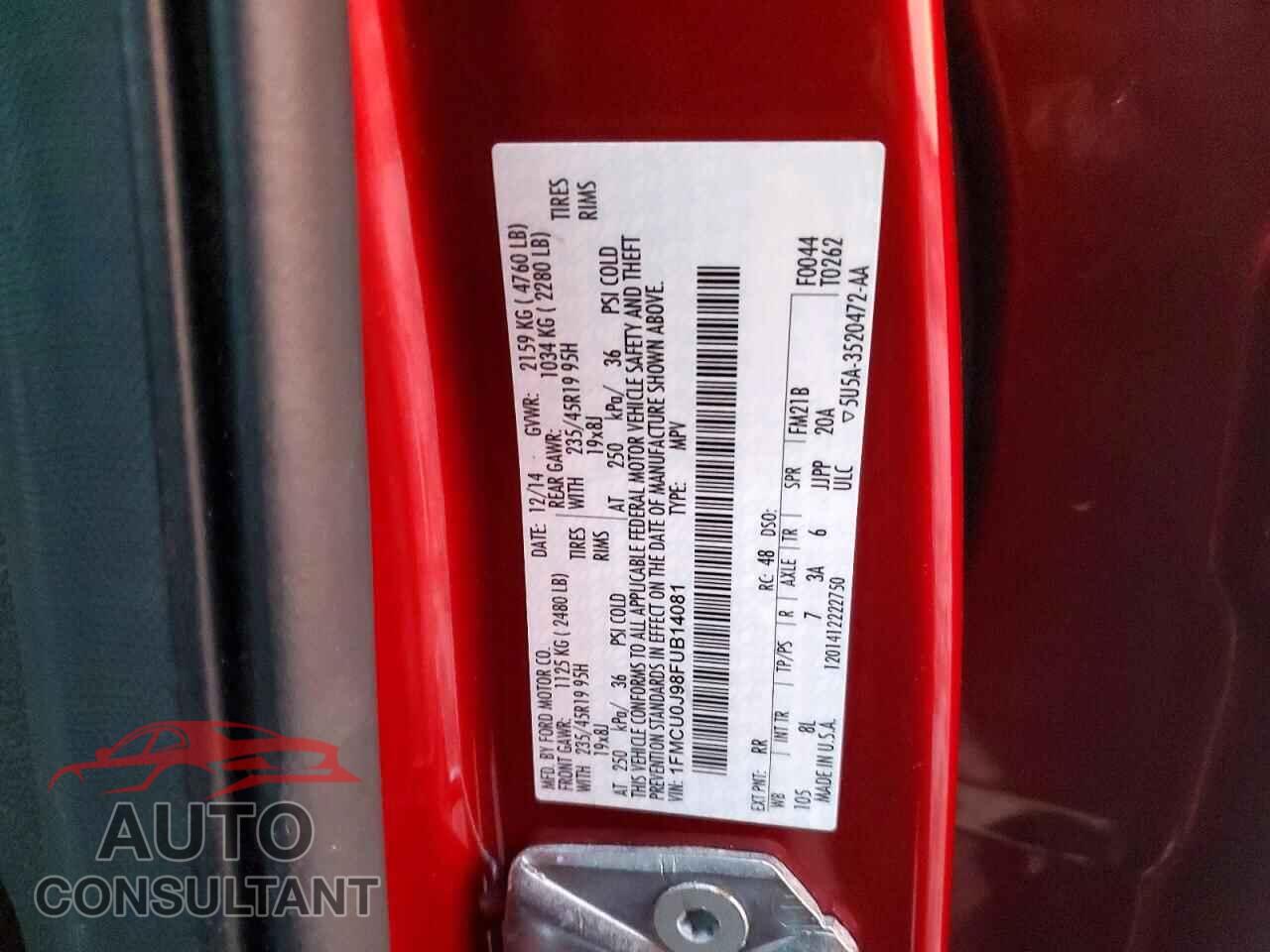 FORD ESCAPE 2015 - 1FMCU0J98FUB14081