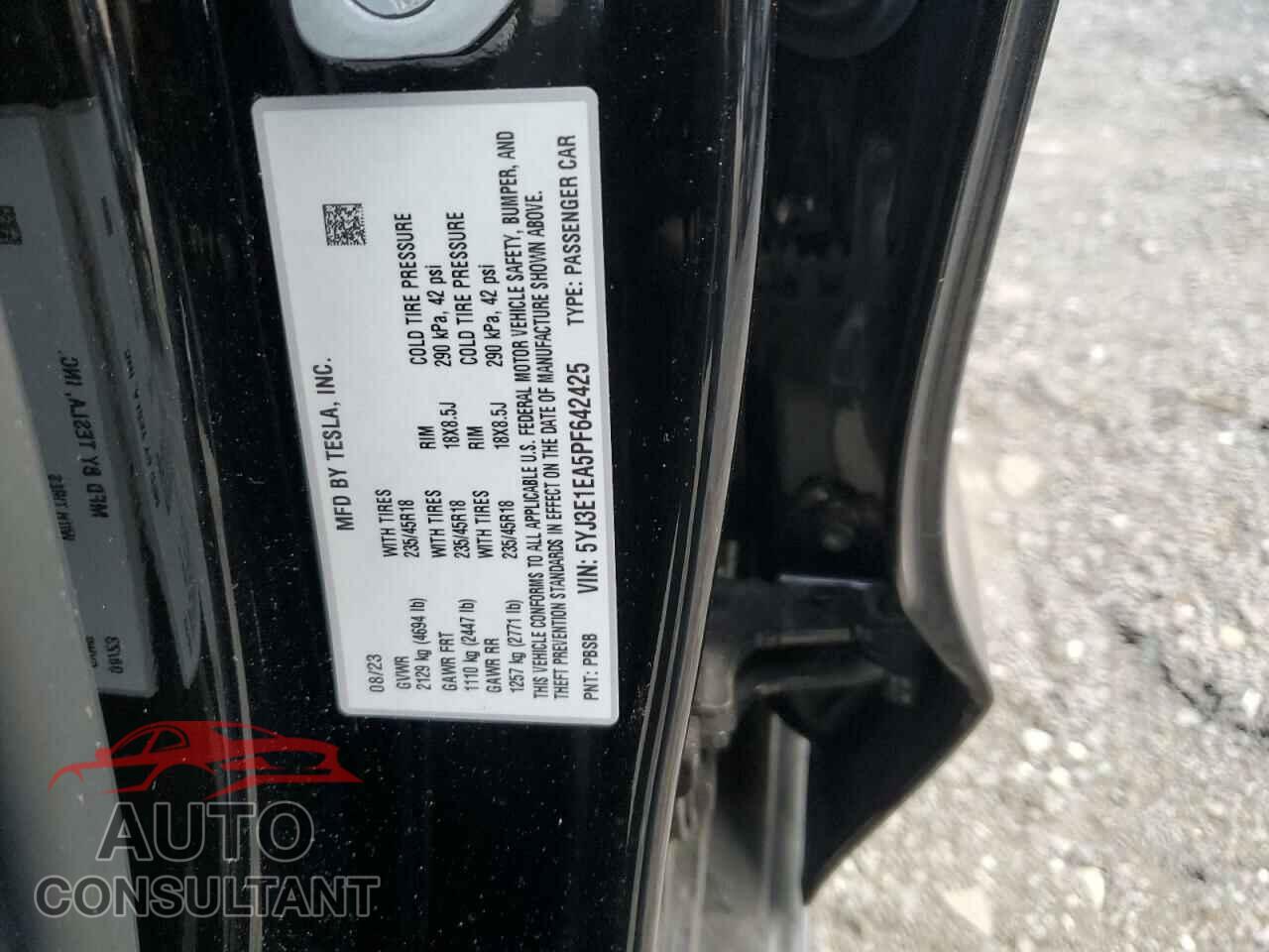 TESLA MODEL 3 2023 - 5YJ3E1EA5PF642425