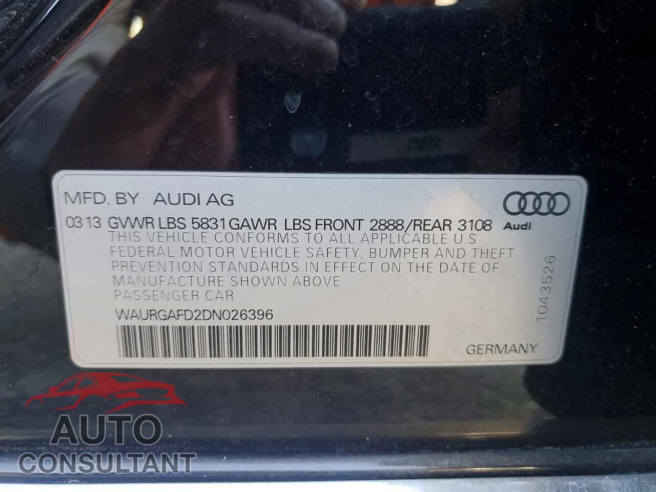 AUDI A8 2013 - WAURGAFD2DN026396