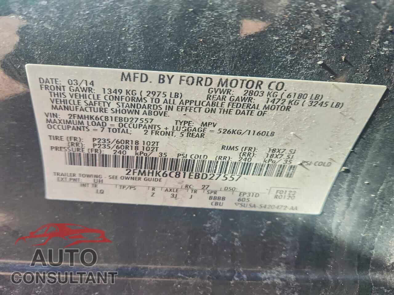 FORD FLEX 2014 - 2FMHK6C81EBD27557