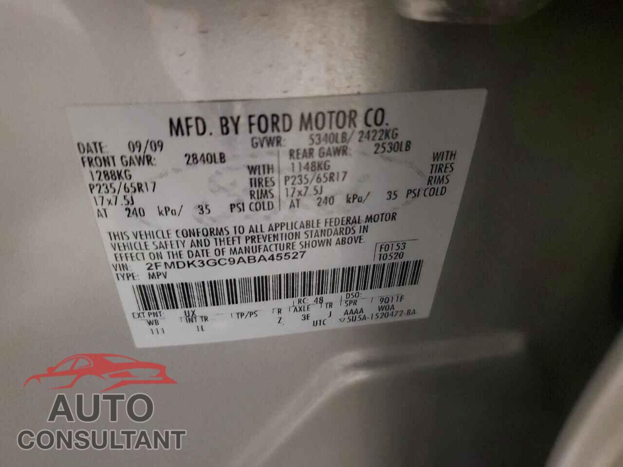 FORD EDGE 2010 - 2FMDK3GC9ABA45527