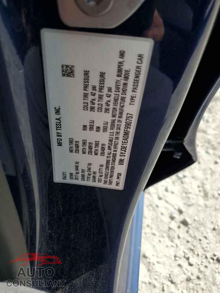 TESLA MODEL 3 2021 - 5YJ3E1EA0MF990757