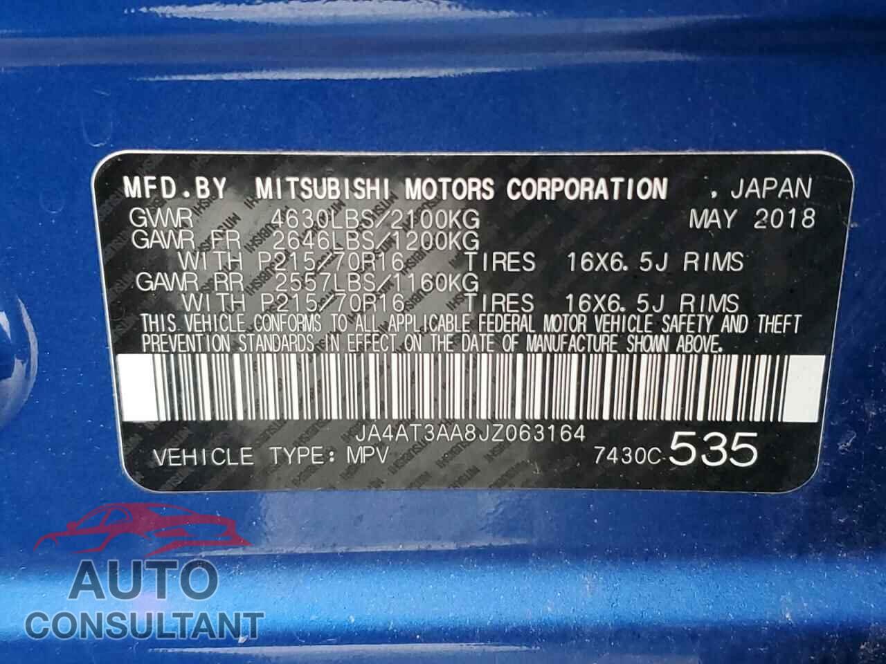 MITSUBISHI ECLIPSE 2018 - JA4AT3AA8JZ063164