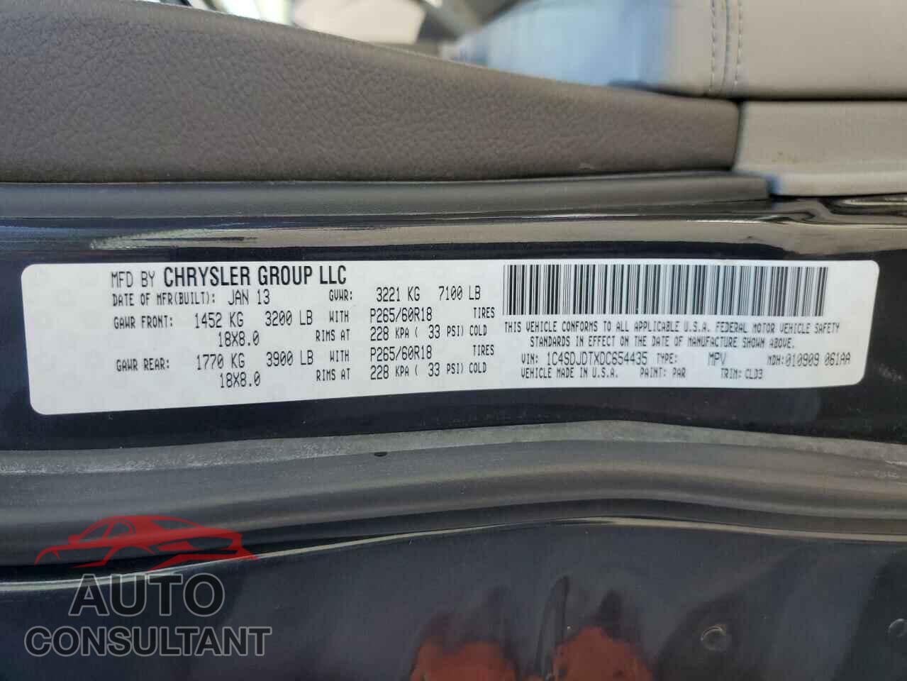 DODGE DURANGO 2013 - 1C4SDJDTXDC654435