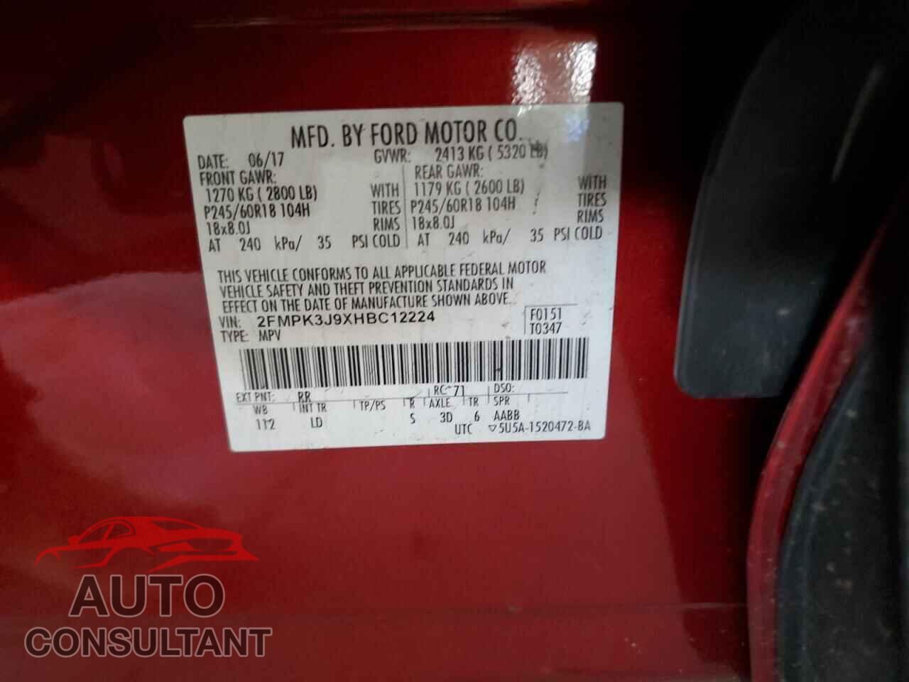 FORD EDGE 2017 - 2FMPK3J9XHBC12224