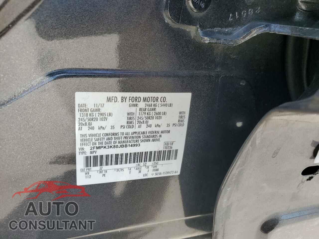 FORD EDGE 2018 - 2FMPK3K80JBB14993