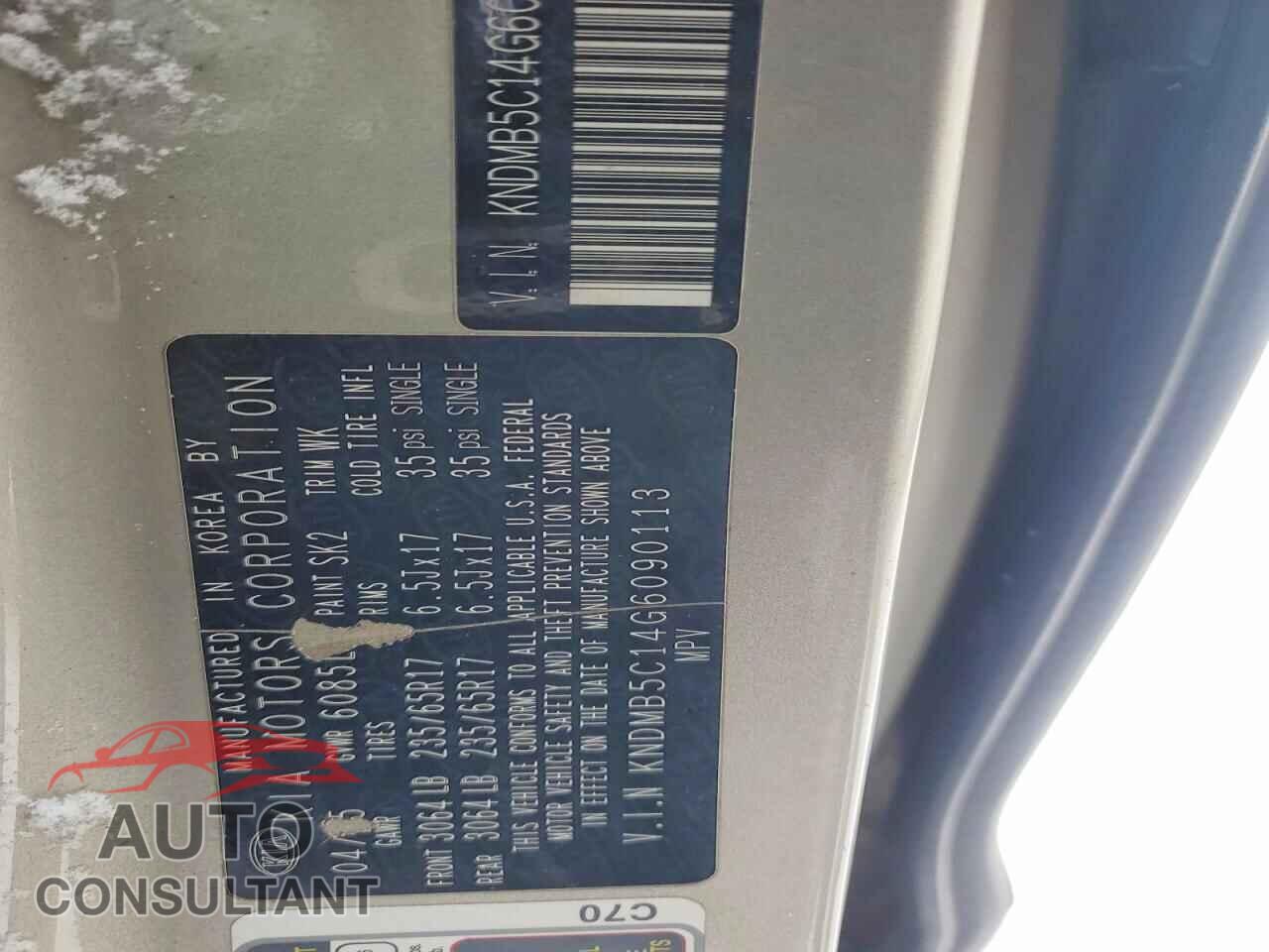 KIA All Models 2016 - KNDMB5C14G6090113
