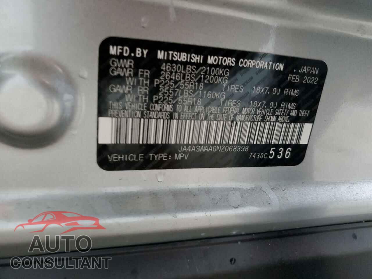 MITSUBISHI ECLIPSE 2022 - JA4ASWAA0NZ068398