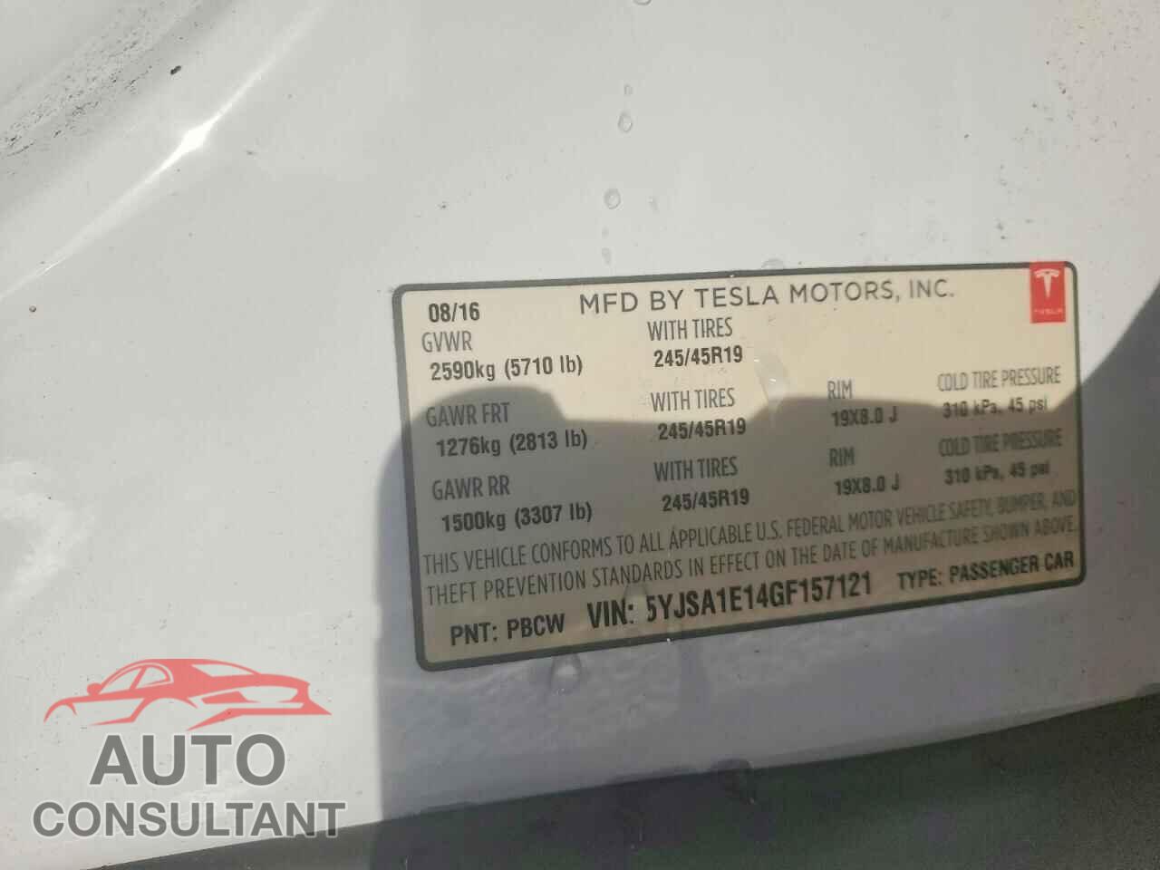 TESLA MODEL S 2016 - 5YJSA1E14GF157121