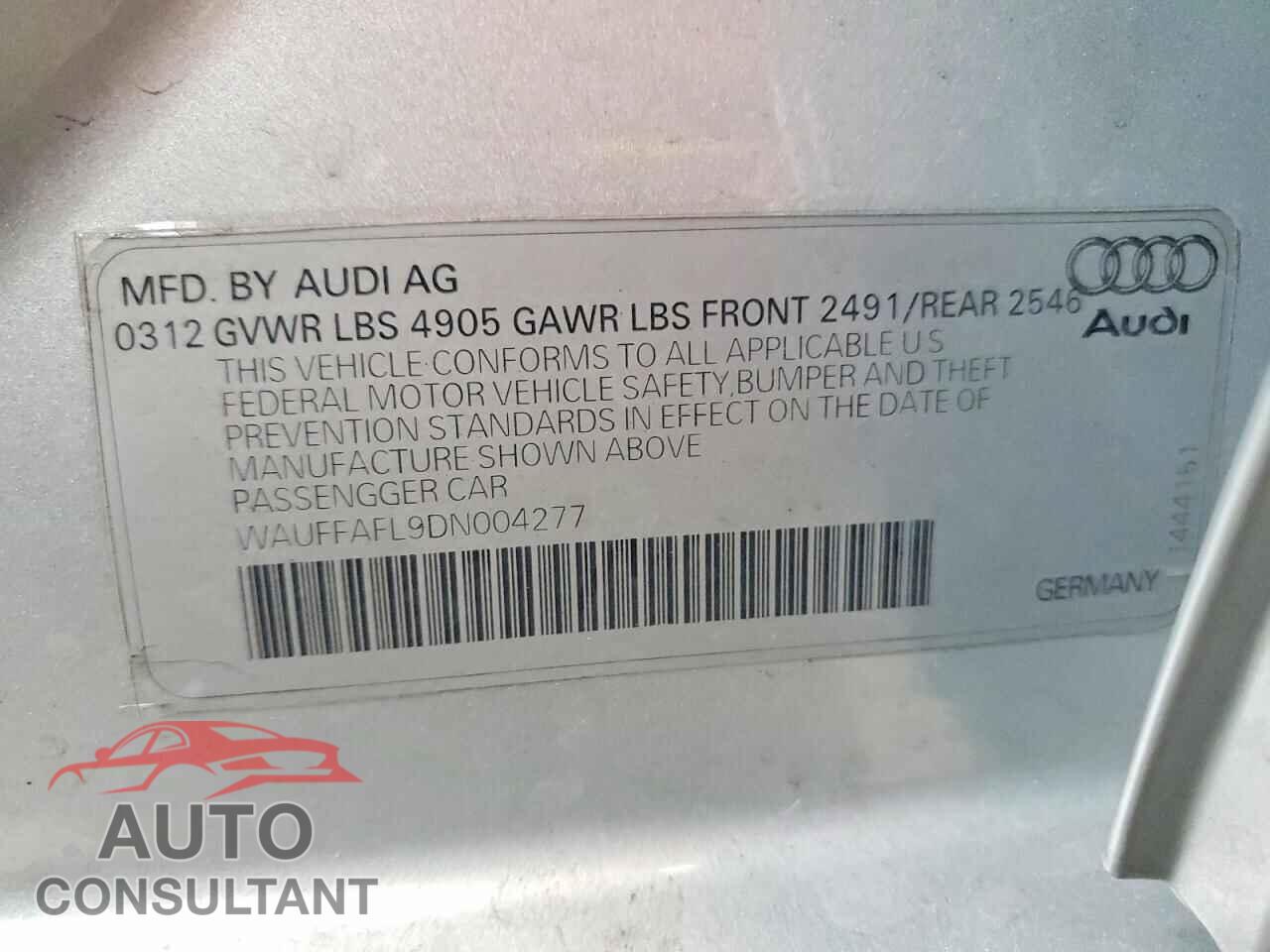 AUDI A4 2013 - WAUFFAFL9DN004277