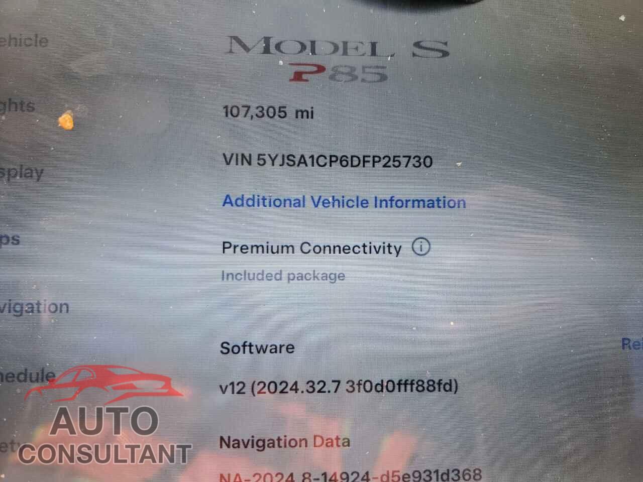 TESLA MODEL S 2013 - 5YJSA1CP6DFP25730