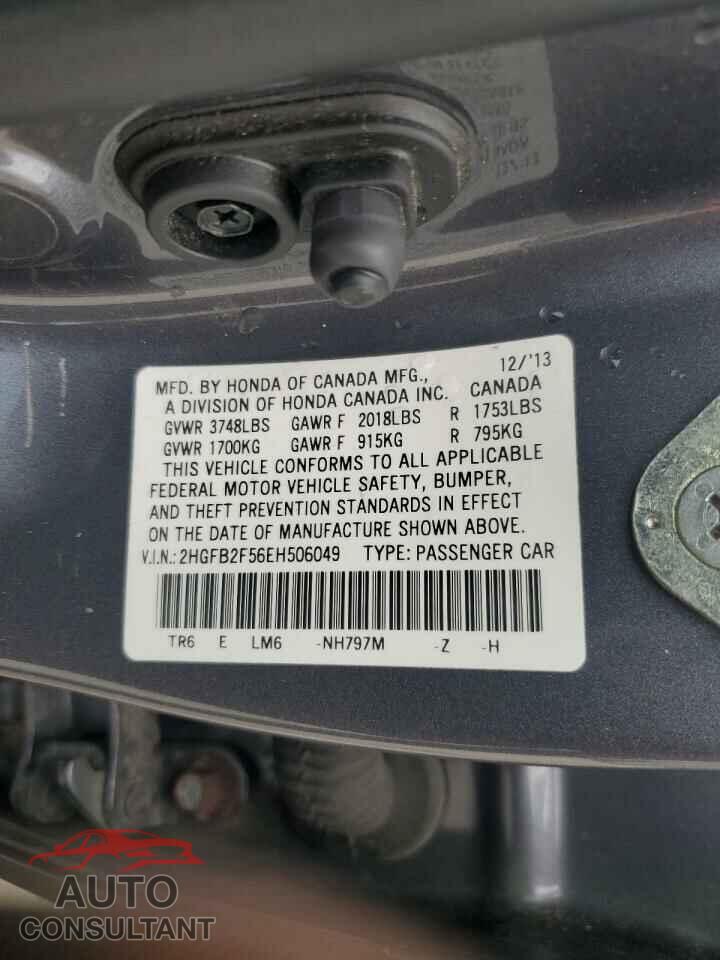 HONDA CIVIC 2014 - 2HGFB2F56EH506049