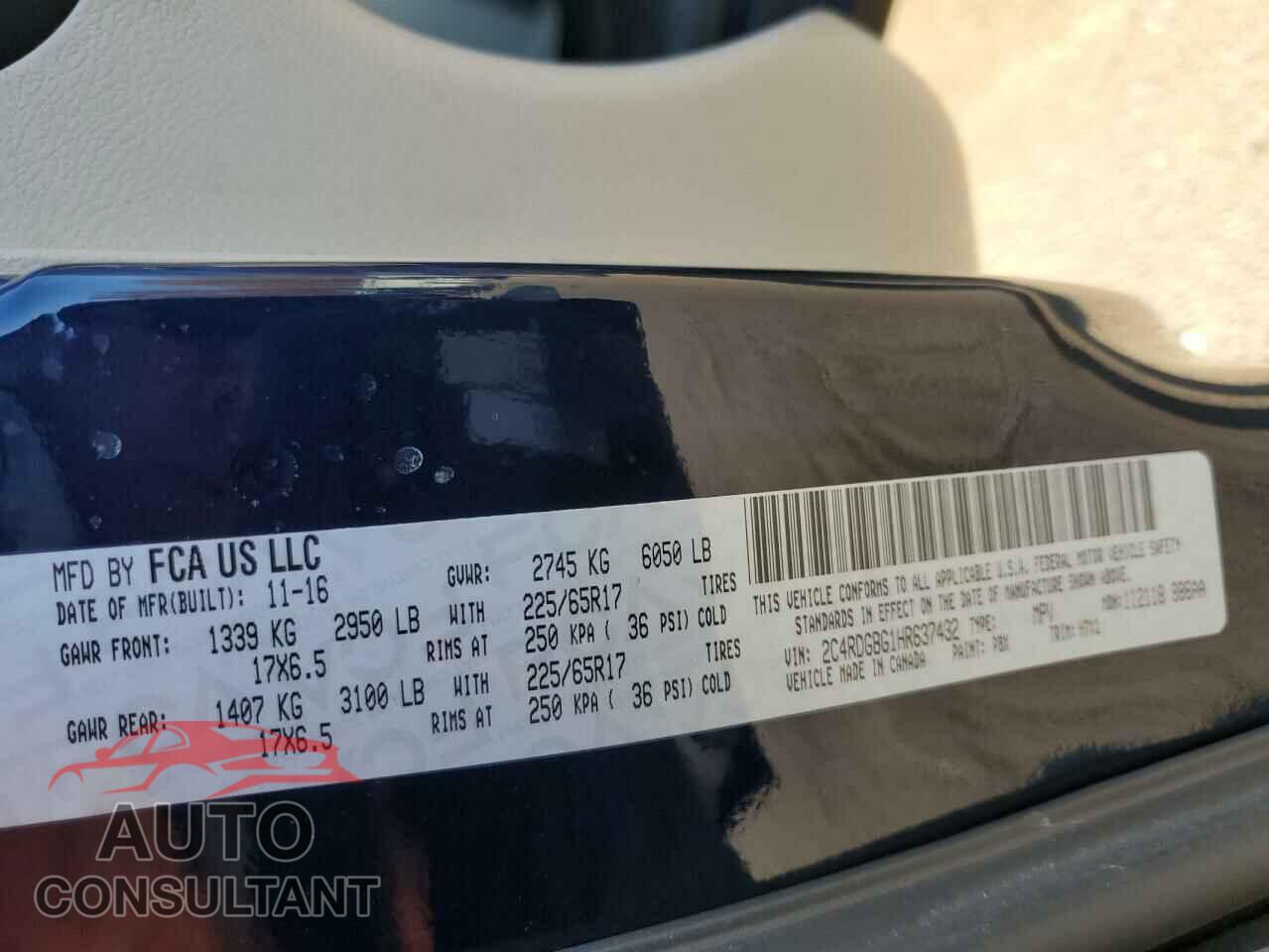 DODGE CARAVAN 2017 - 2C4RDGBG1HR637432