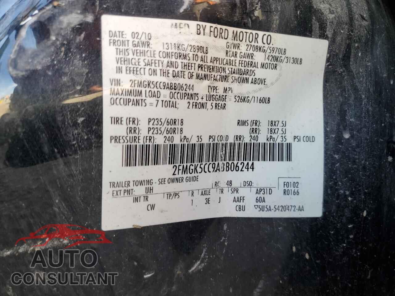 FORD FLEX 2010 - 2FMGK5CC9ABB06244