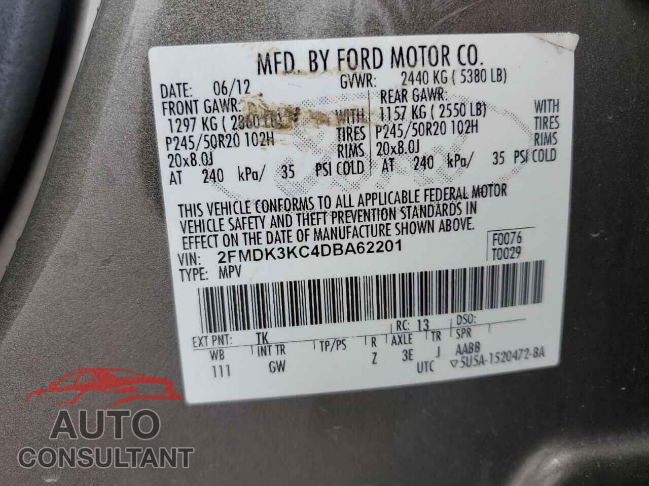 FORD EDGE 2013 - 2FMDK3KC4DBA62201