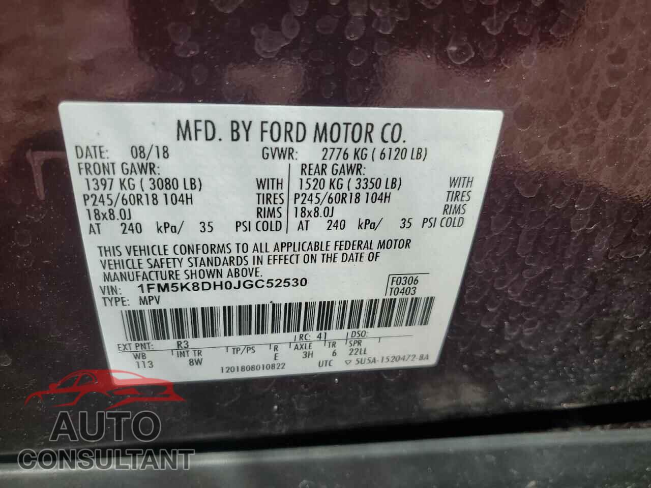 FORD EXPLORER 2018 - 1FM5K8DH0JGC52530