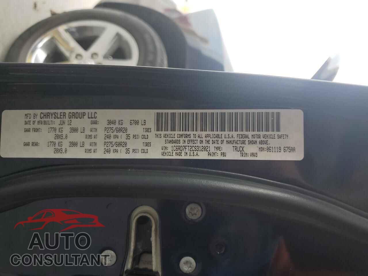 DODGE RAM 1500 2012 - 1C6RD7FT2CS312021