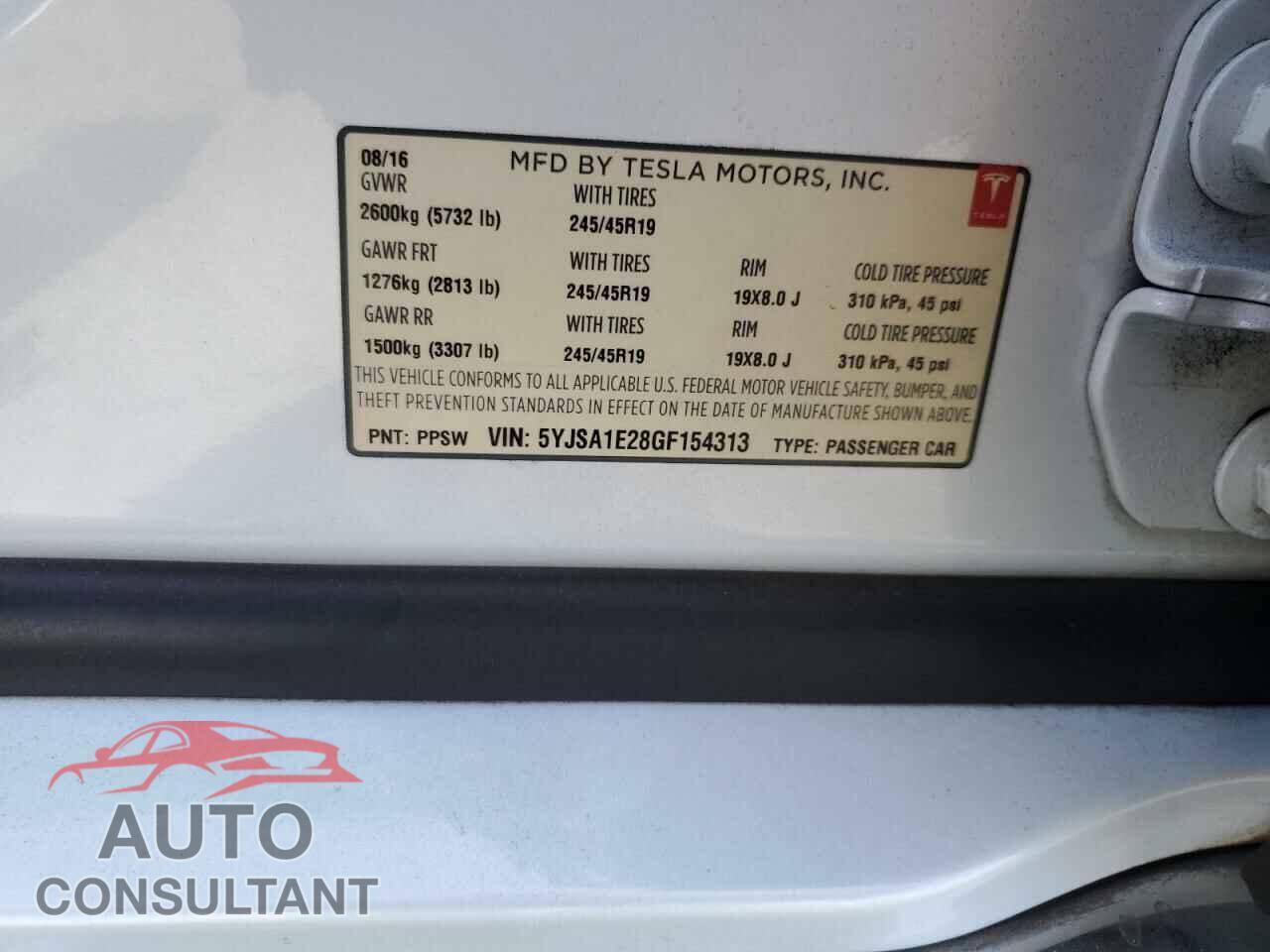 TESLA MODEL S 2016 - 5YJSA1E28GF154313