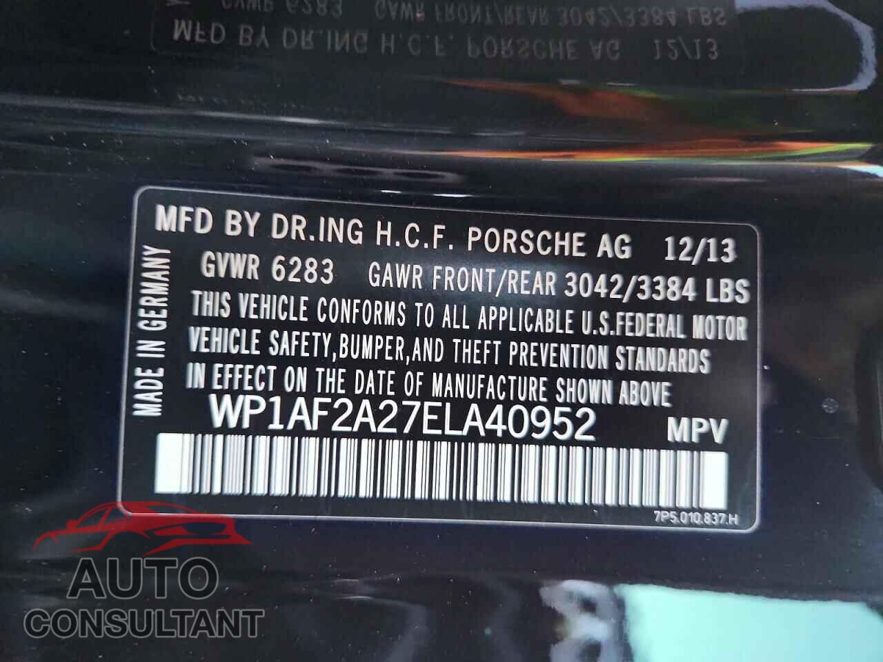 PORSCHE CAYENNE 2014 - WP1AF2A27ELA40952