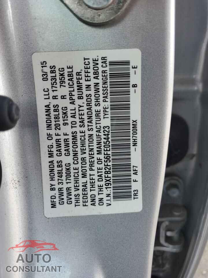 HONDA CIVIC 2015 - 19XFB2F56FE054423