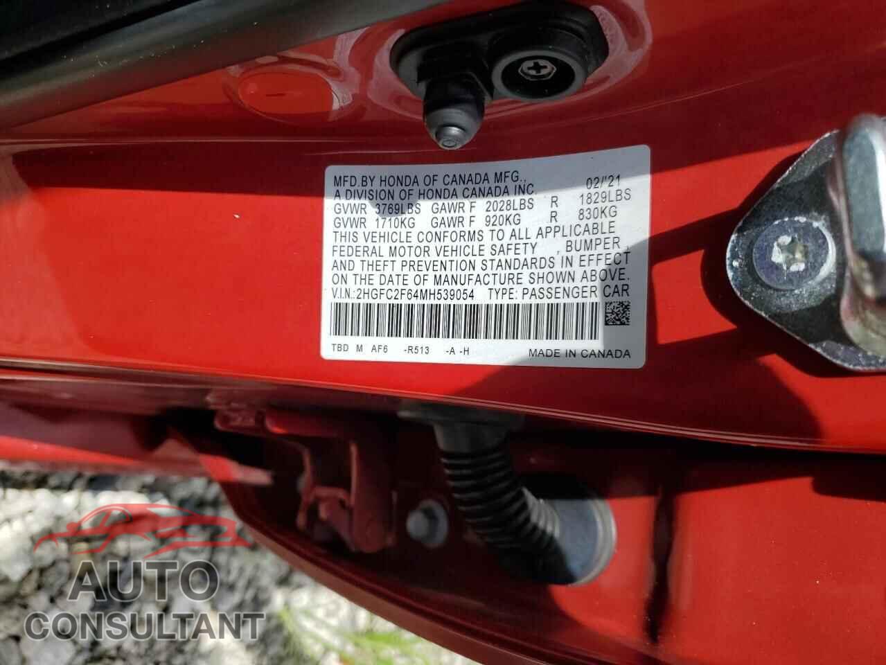 HONDA CIVIC 2021 - 2HGFC2F64MH539054