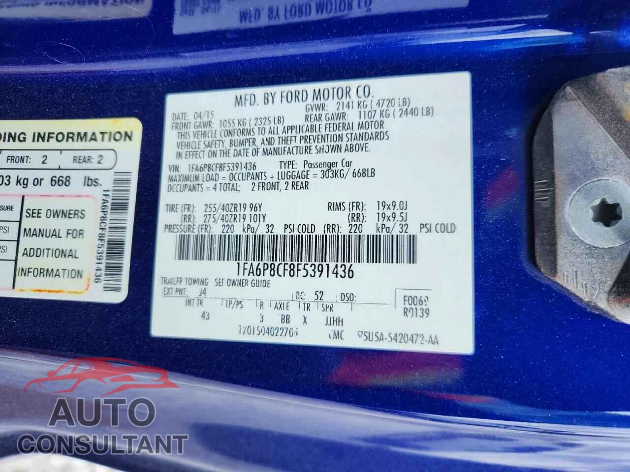 FORD MUSTANG 2015 - 1FA6P8CF8F5391436