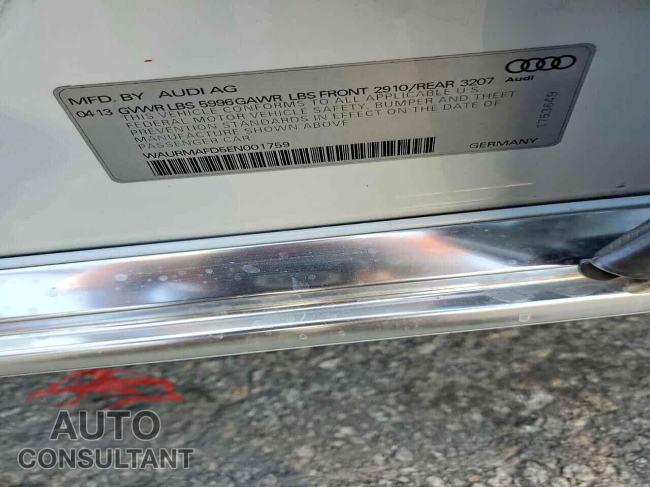 AUDI A8 2014 - WAURMAFD5EN001759
