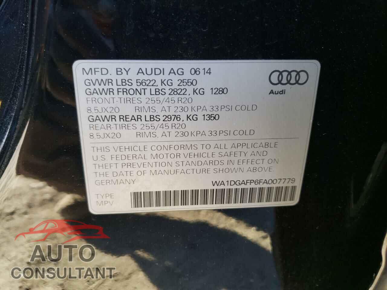 AUDI Q5 2015 - WA1DGAFP6FA007779