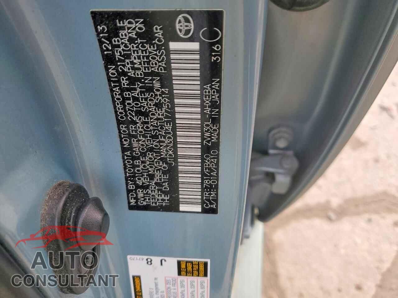 TOYOTA PRIUS 2014 - JTDKN3DU4E1775914