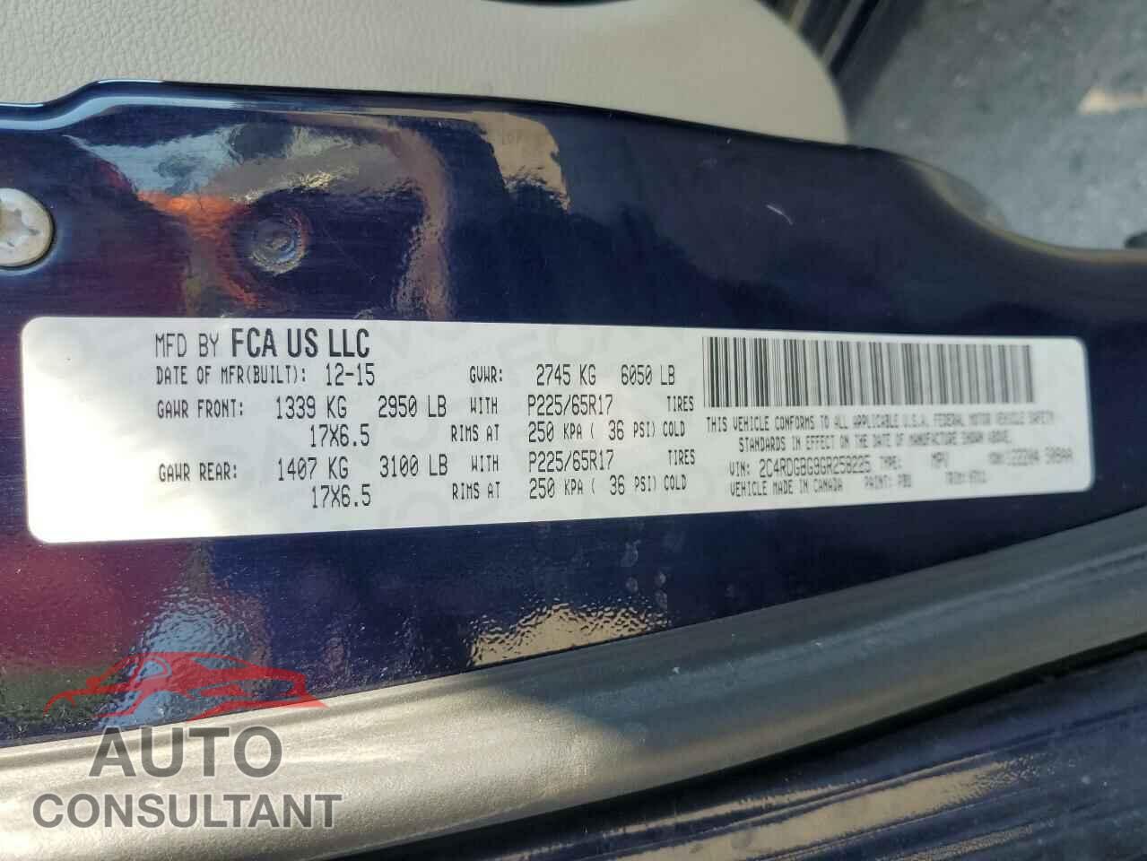 DODGE CARAVAN 2016 - 2C4RDGBG9GR258225
