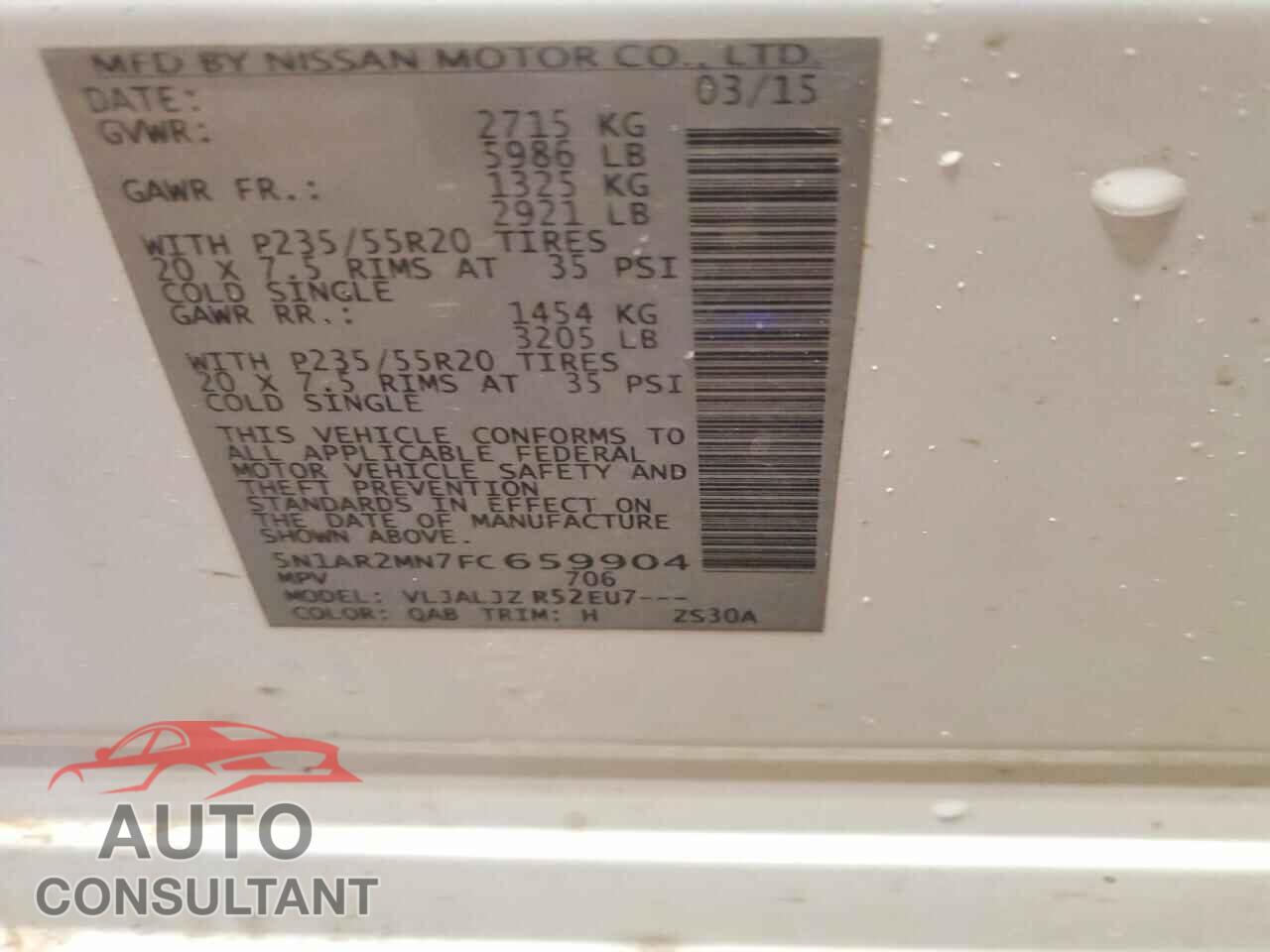 NISSAN PATHFINDER 2015 - 5N1AR2MN7FC659904