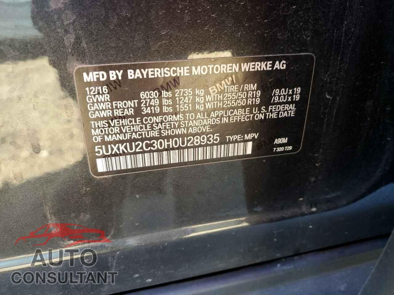 BMW X6 2017 - 5UXKU2C30H0U28935
