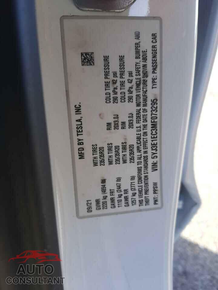 TESLA MODEL 3 2021 - 5YJ3E1EC3MF073295