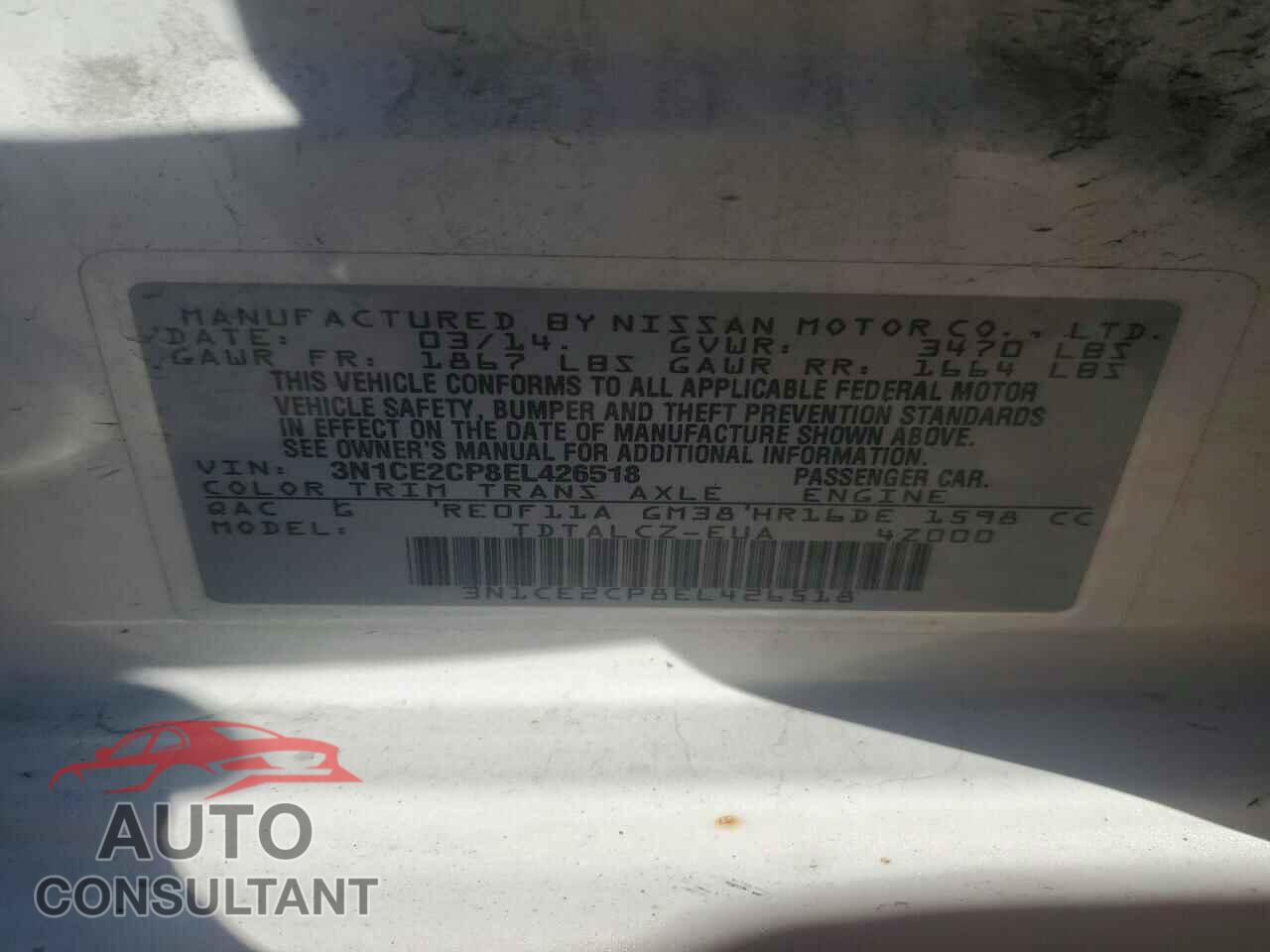 NISSAN VERSA 2014 - 3N1CE2CP8EL426518