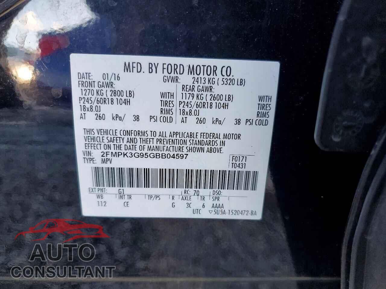 FORD EDGE 2016 - 2FMPK3G95GBB04597