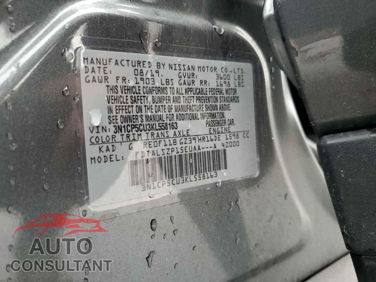 NISSAN KICKS 2019 - 3N1CP5CU3KL558163