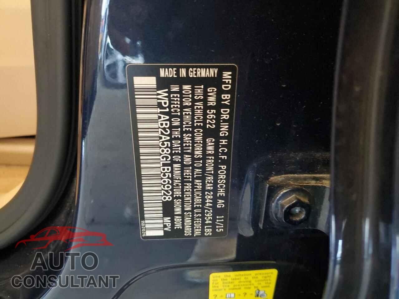 PORSCHE MACAN 2016 - WP1AB2A58GLB56928