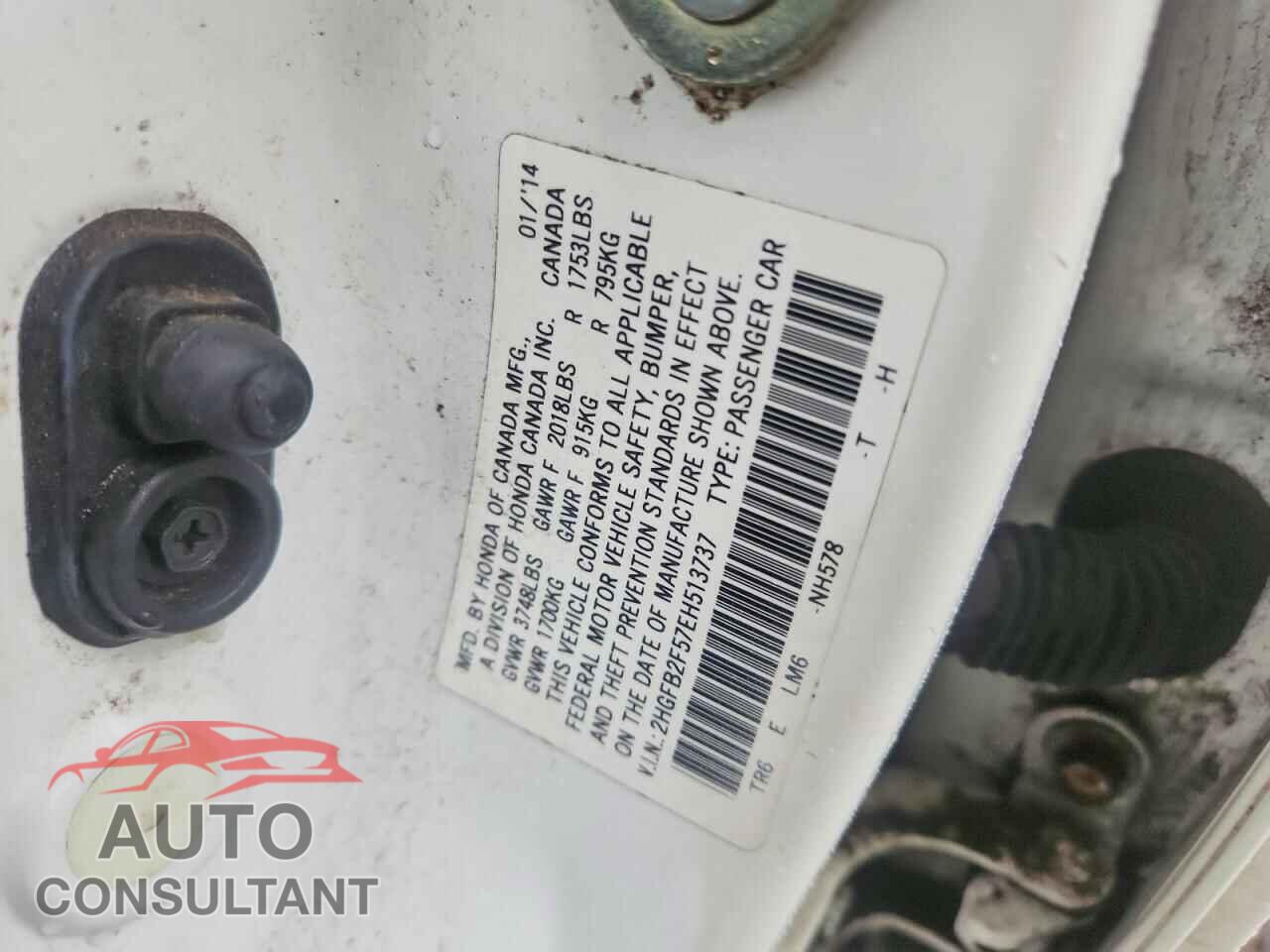 HONDA CIVIC 2014 - 2HGFB2F57EH513737