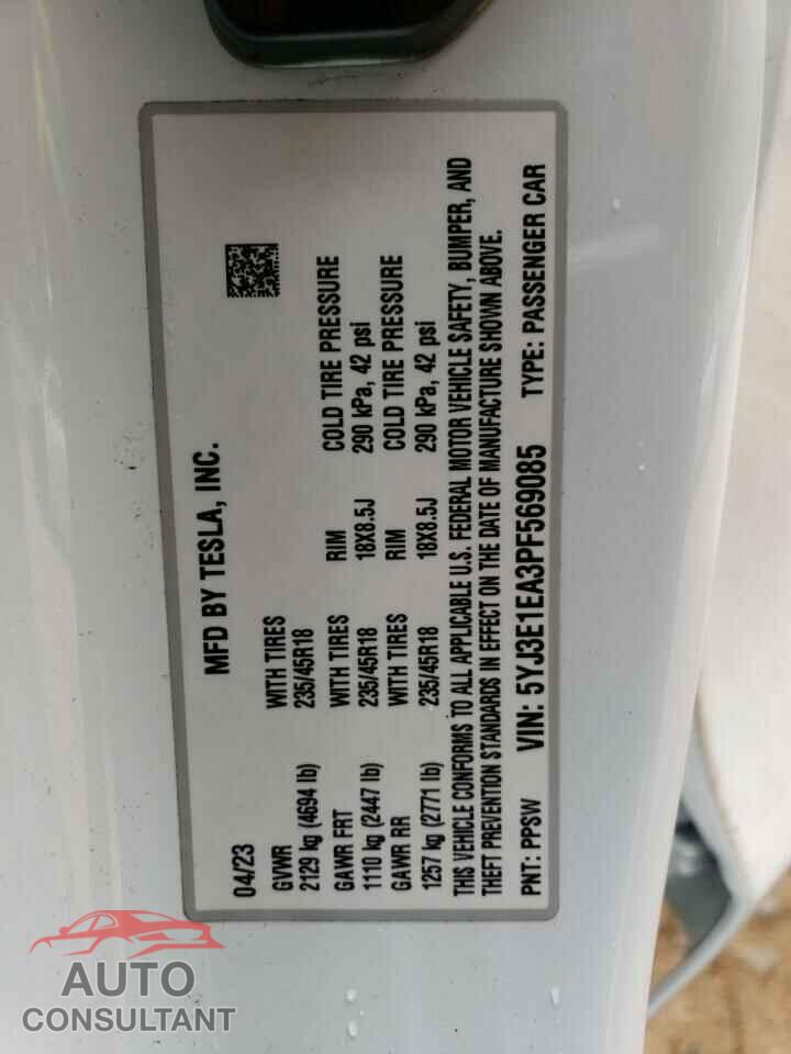 TESLA MODEL 3 2023 - 5YJ3E1EA3PF569085