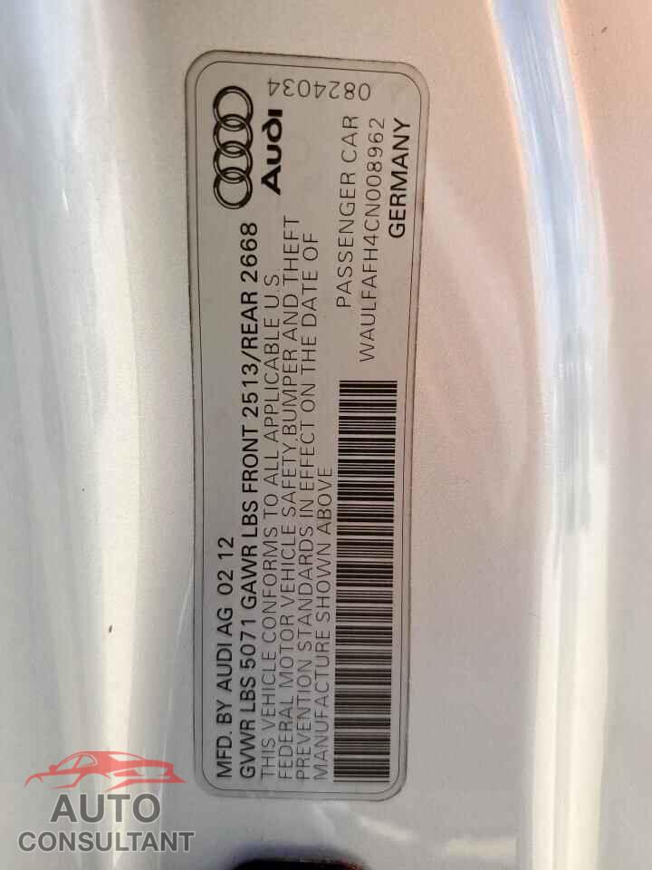 AUDI A5 2012 - WAULFAFH4CN008962