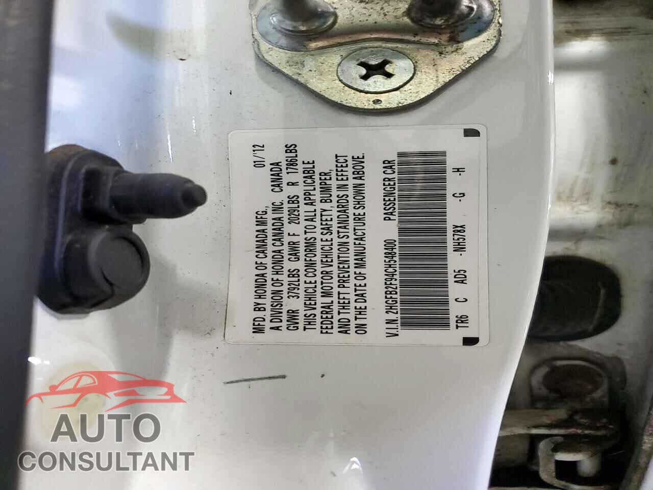 HONDA CIVIC 2012 - 2HGFB2F94CH548400