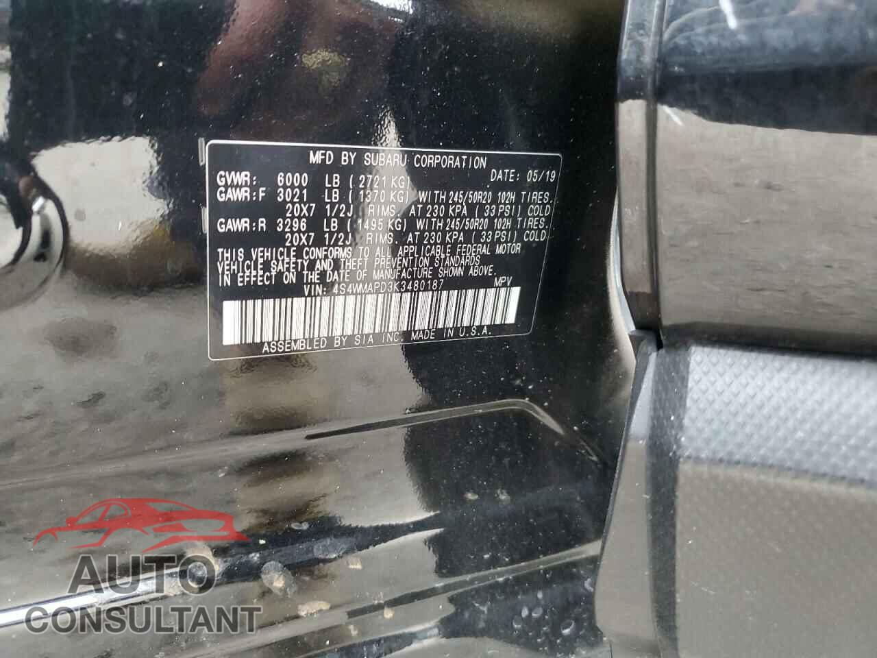 SUBARU ASCENT 2019 - 4S4WMAPD3K3480187