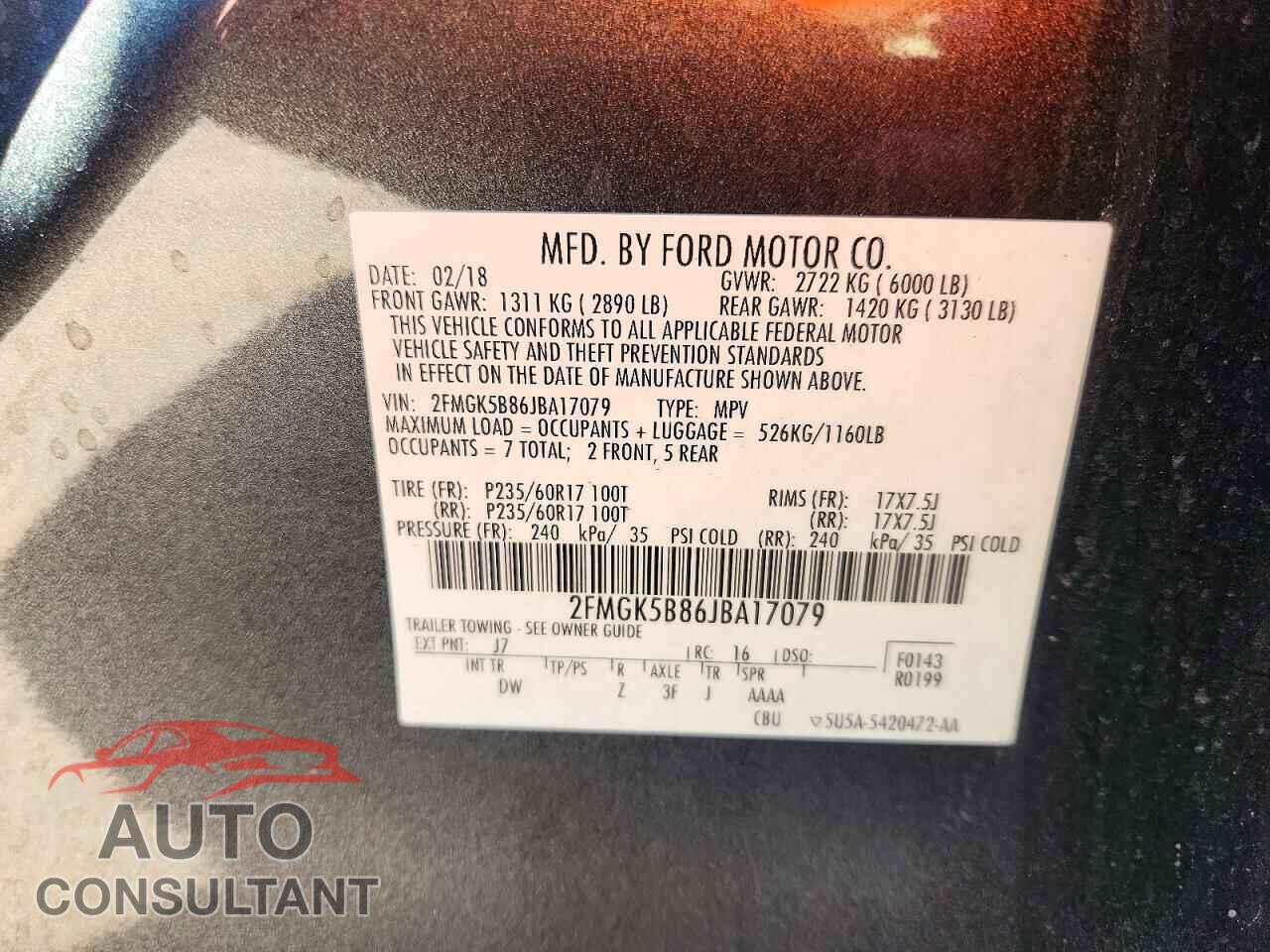 FORD FLEX 2018 - 2FMGK5B86JBA17079
