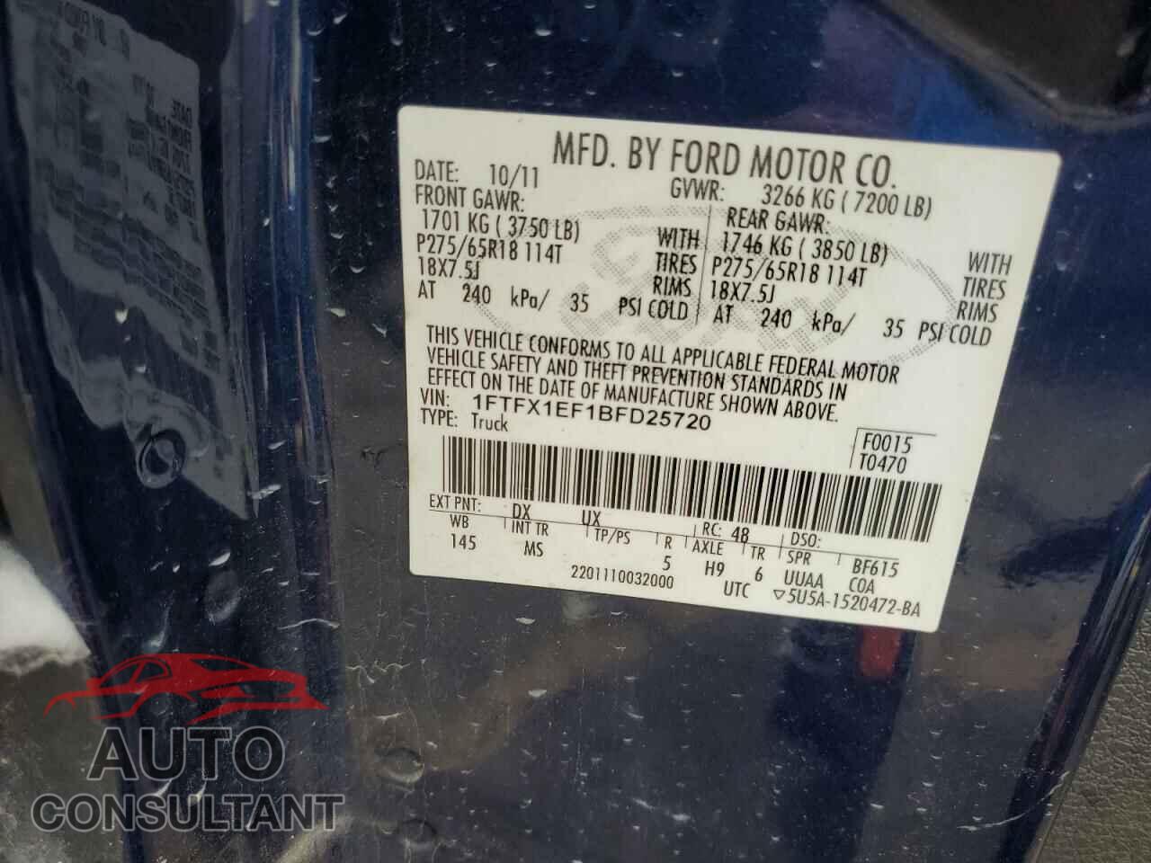 FORD F-150 2011 - 1FTFX1EF1BFD25720